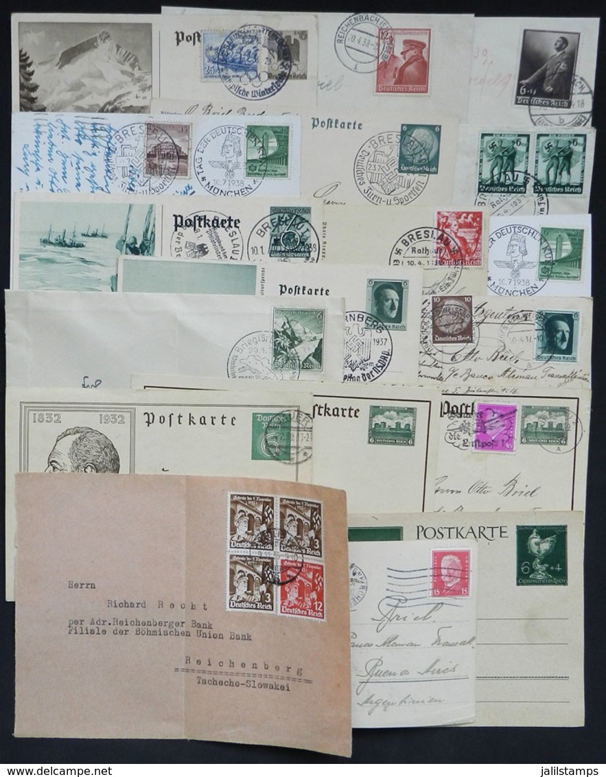 73 GERMANY: Lot Of 17 Covers And Cards + 1 Front, Most Used (several Sent To Argentina) In 1930s, With Interesting Posta - Sonstige & Ohne Zuordnung