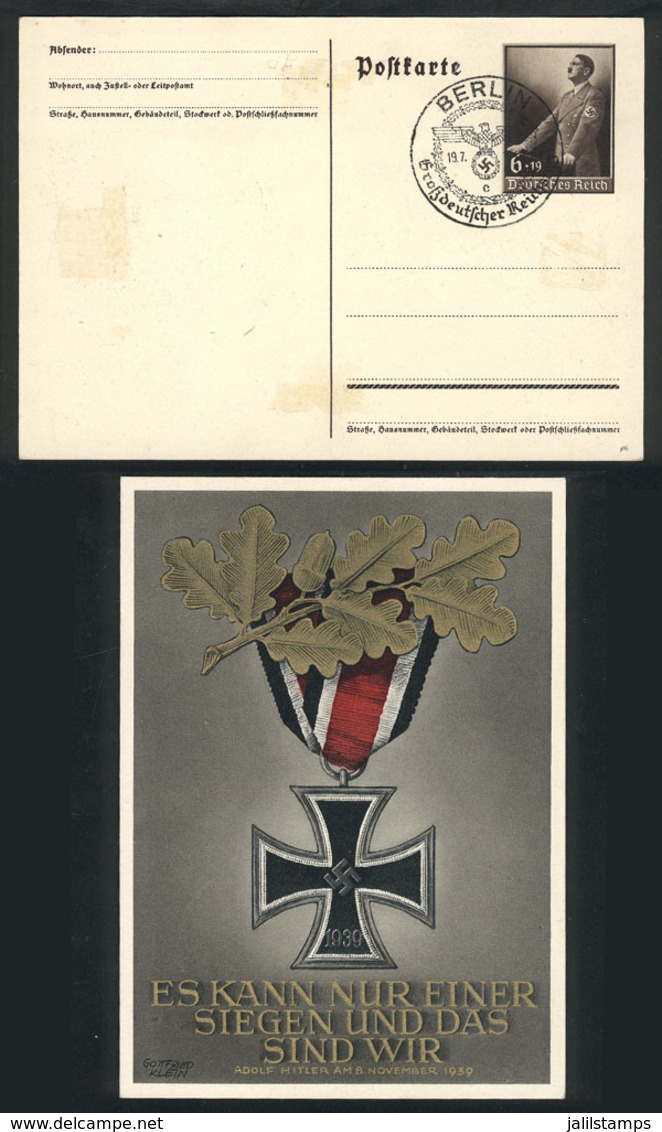 84 GERMANY: Postal Card Illustrated On Back With Nazi Motifs, With Special Cancel Applied In Berlin On 19/JUL/1940. - Altri & Non Classificati