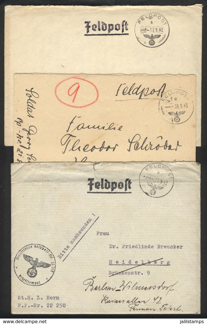 88 GERMANY: 3 FELDPOST Covers Mailed In 1942 And 1943, All With Their Original Letters, Interesting! - Sonstige & Ohne Zuordnung