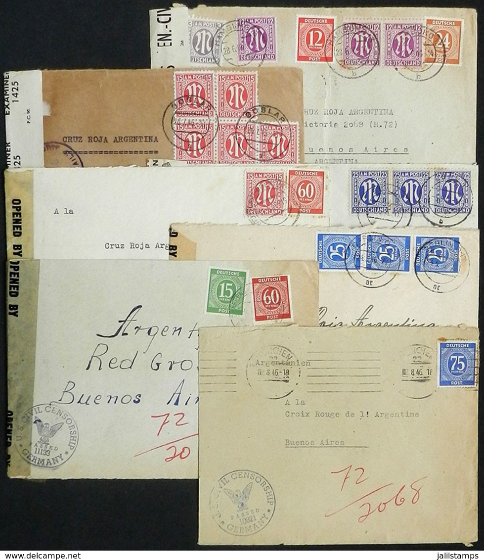 92 GERMANY: 7 Covers Sent To Red Cross Argentina In 1945 (1) And 1946 (6), Including Very Interesting Postages And Some  - Altri & Non Classificati