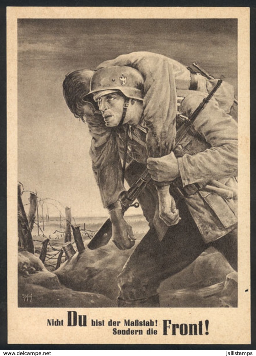 117 GERMANY: Soldier Helping A Fellow Wounded Soldier In World War II, Year 1943, Excellent Quality! - Altri & Non Classificati