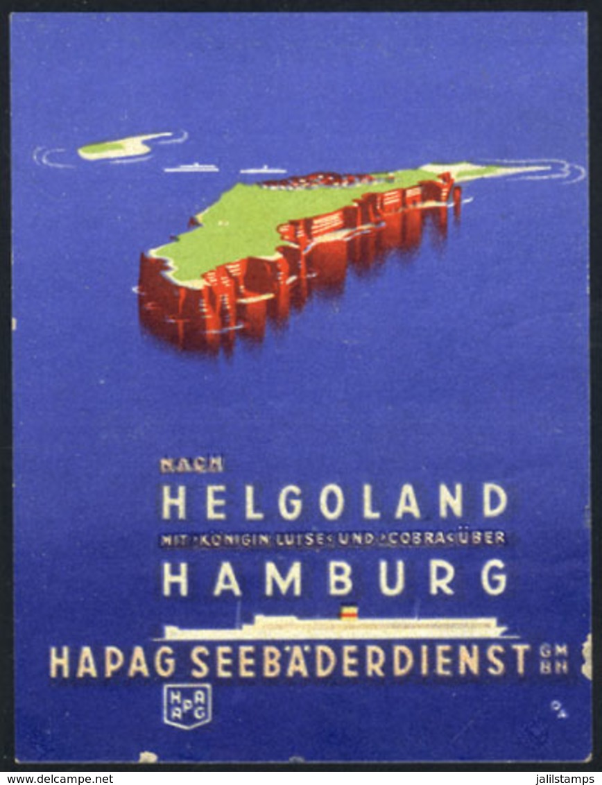 122 GERMANY: Advertising For HAPAG Ship Line, Hamburg-Heligoland, Minor Defects, Very Nice! - Other & Unclassified