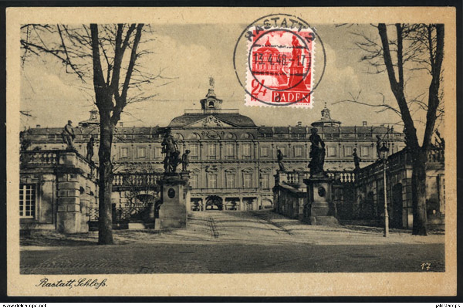 125 GERMANY - FRENCH OCCUPATION - BADEN: Maximum Card Of AP/1948: Schloss Rastatt, VF Quality - Sonstige & Ohne Zuordnung