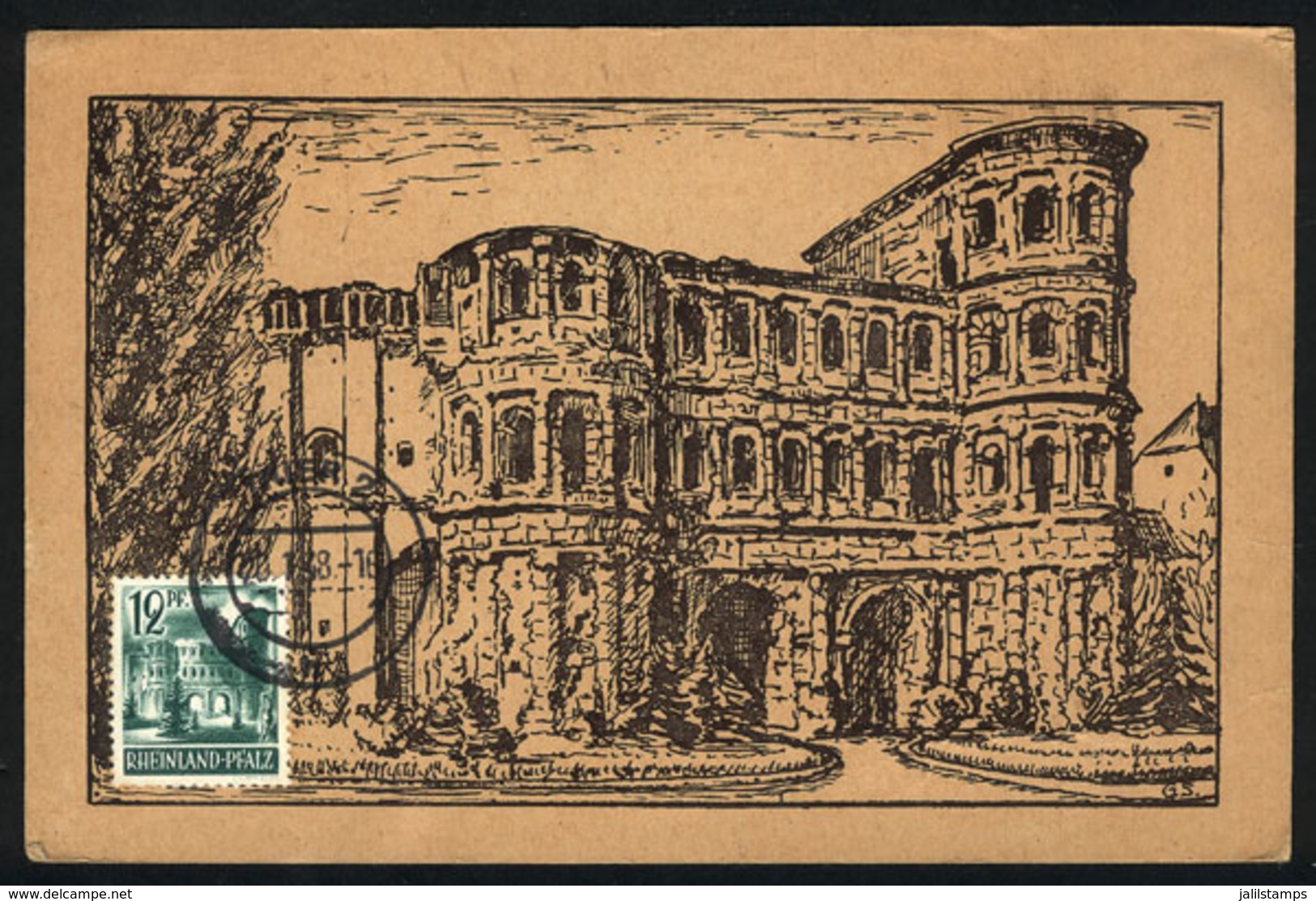 126 GERMANY - FRENCH OCCUPATION - R.PFALZ: Maximum Card Of 20/JA/1948: The Porta Nigra, Trier, Fine Quality - Other & Unclassified