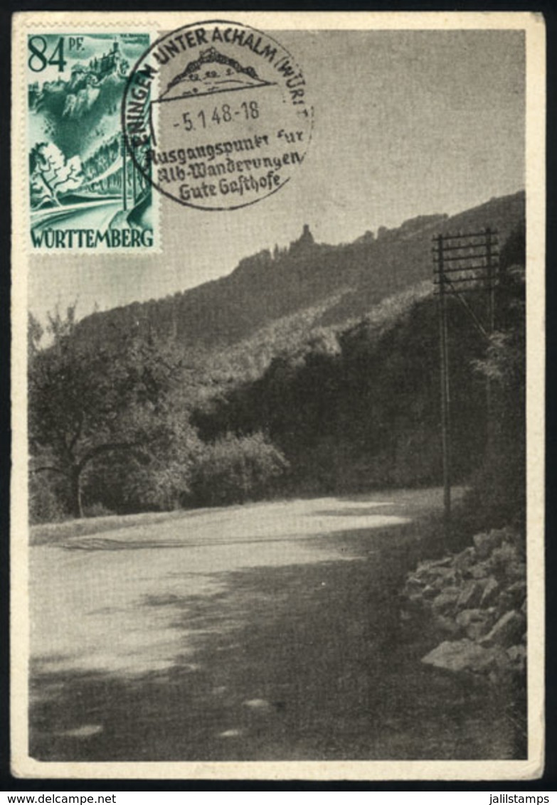 129 GERMANY - FRENCH OCCUPATION - WURTTEMBERG: Maximum Card Of 5/JA/1948: Environs Of Eningen, Achalm, With Special Post - Sonstige & Ohne Zuordnung