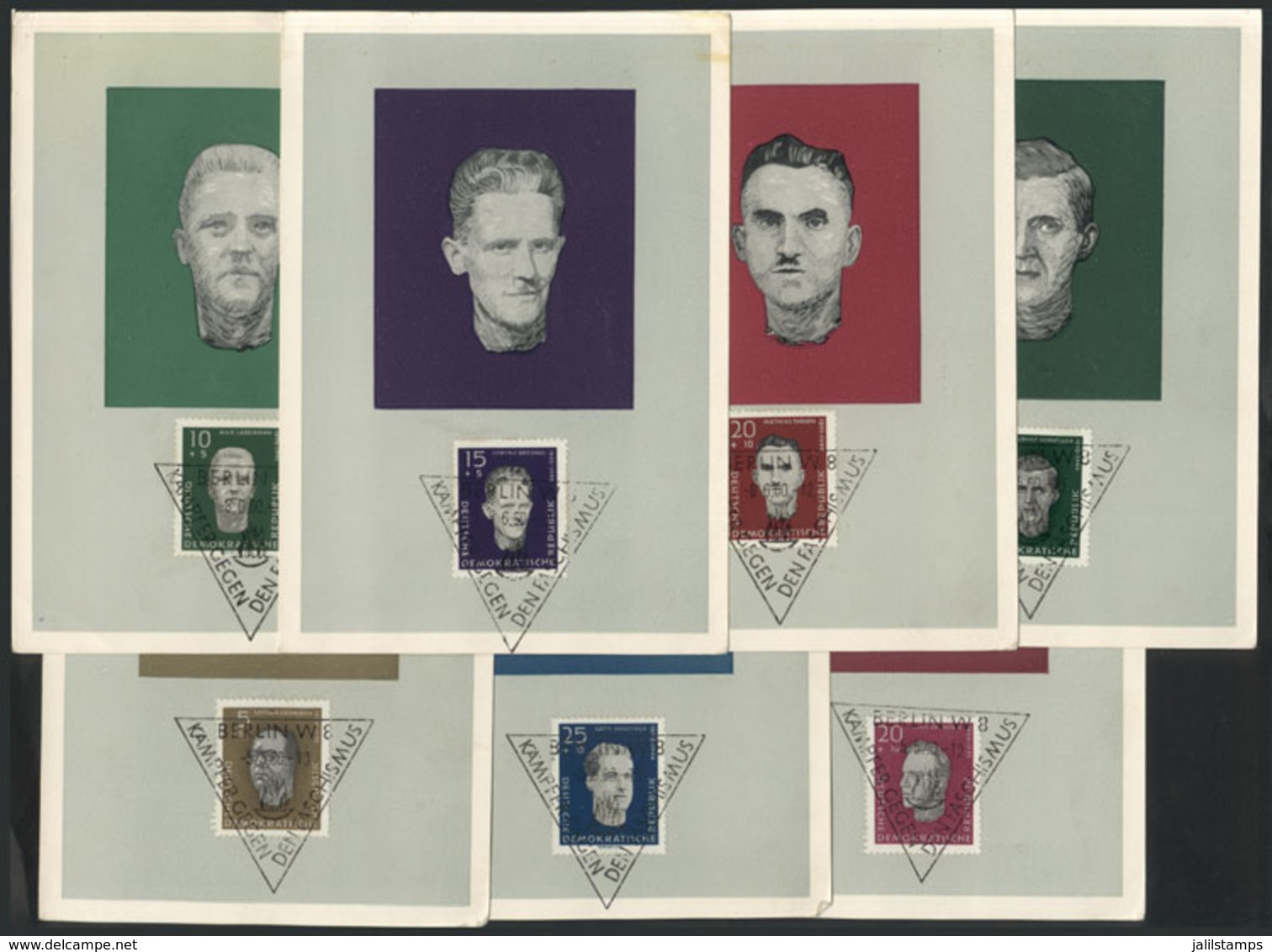 137 EAST GERMANY: 7 Maximum Cards Of 1960: Sachsenhausen Victims, With Special Postmark ""Kampf Gegen Den Faschismus"",  - Sonstige & Ohne Zuordnung