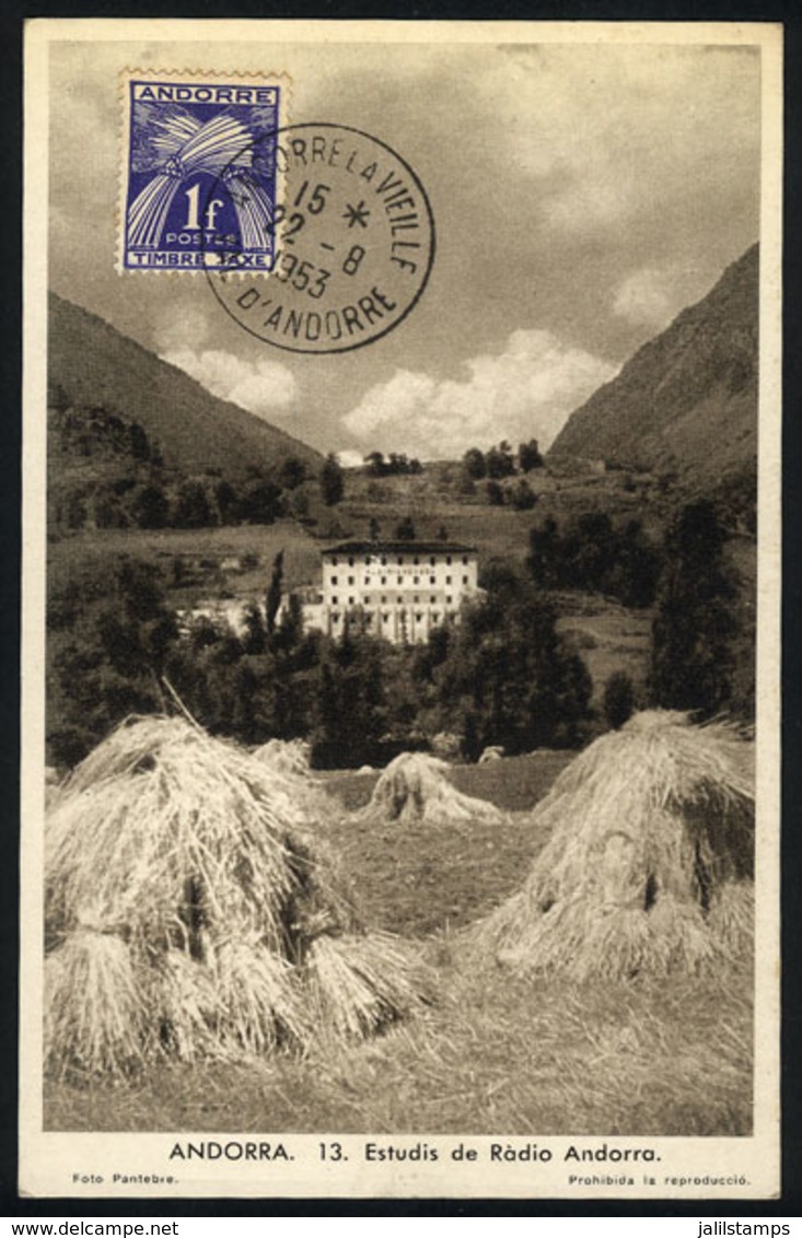 154 FRENCH ANDORRA: Maximum Card Of AU/1953: Radio Andorra Building, VF Quality - Maximum Cards