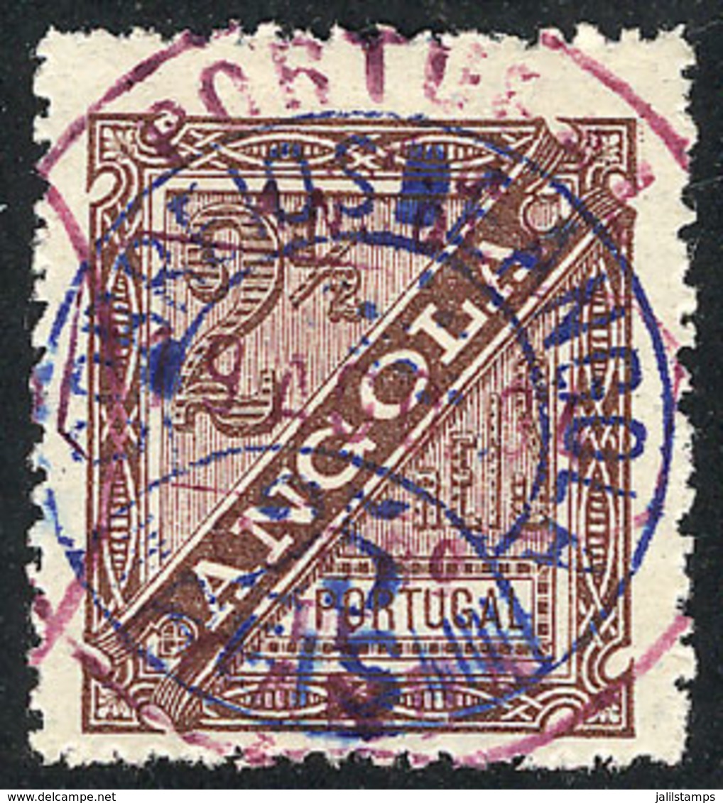 160 ANGOLA: Sc.37, 1894 Provisional 25r. On 2½r., Used, Perf 13½, Excellent Quality, Rare! - Angola