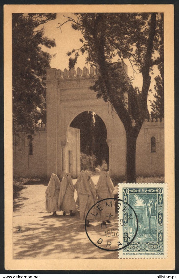 184 ALGERIA: TLEMCEN: Muslin Cemeterr, Maximum Card Of 11/AU/1952, VF Quality - Cartoline Maximum