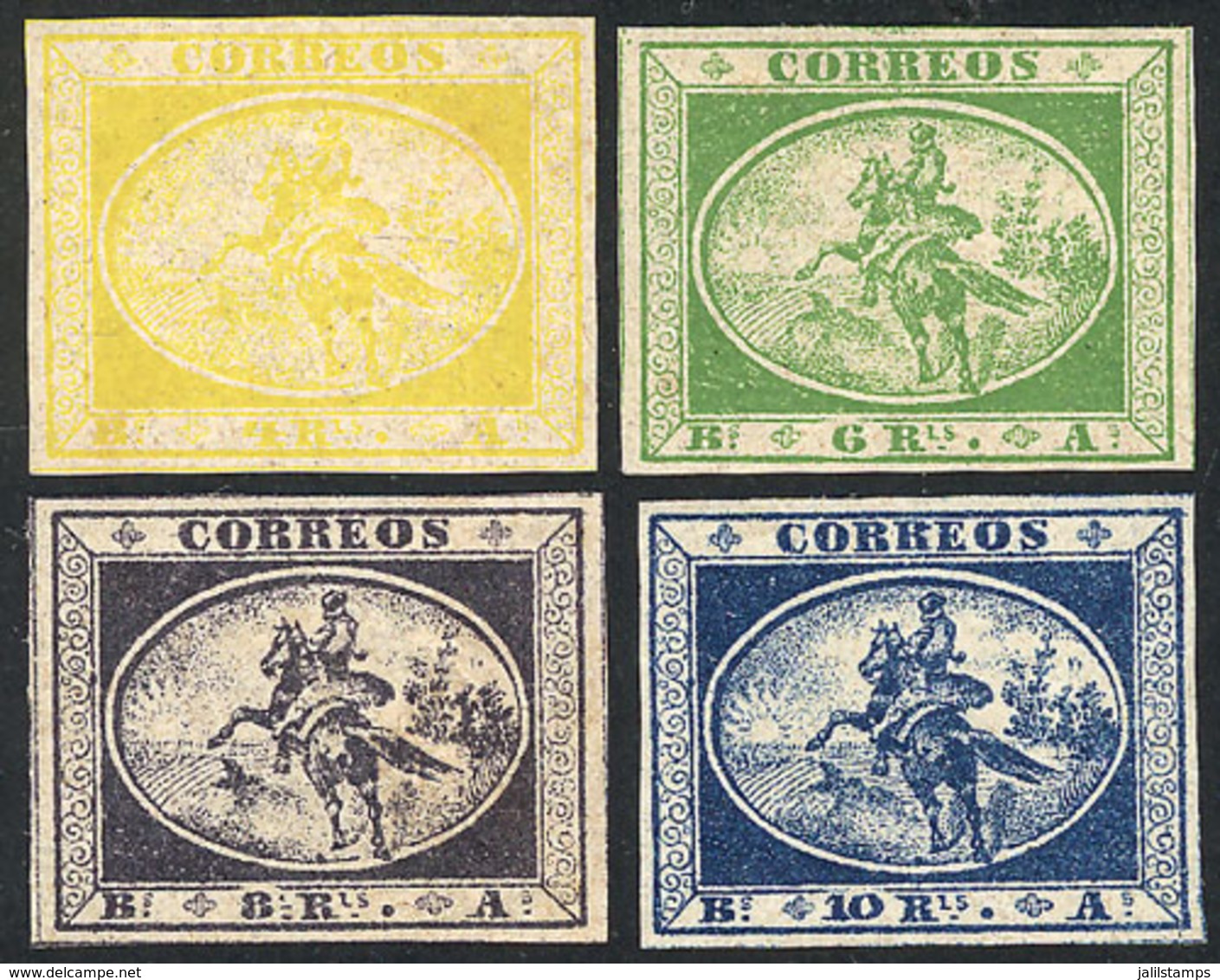 195 ARGENTINA: GJ.1/4, 1857 Gauchitos, Complete Set Of 4 Values, Mint With Full Original Gum And Light Hinge Marks, Exce - Buenos Aires (1858-1864)