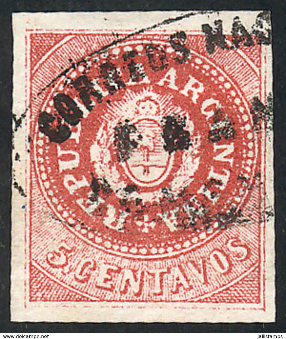 237 ARGENTINA: GJ.15, 5c. Narrow C, Dull Red, Used In Mendoza, Wide Margins, Nice Color, Very Fresh, Excellent Example! - Unused Stamps