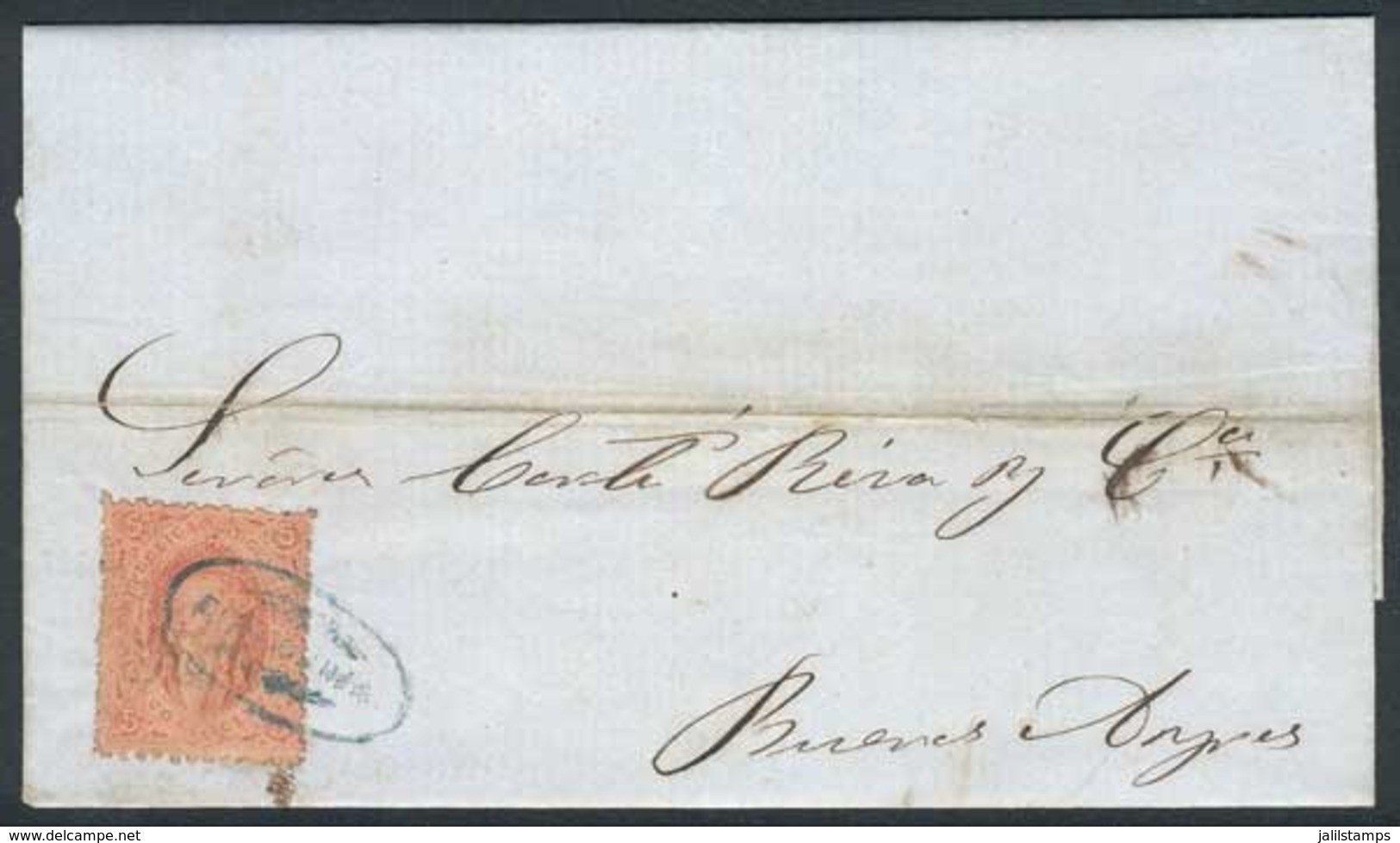 245 ARGENTINA: Folded Cover Franked With A Beautiful Example Of 1st Printing Perforated, VERY CLEAR, With Very Nice Doub - Nuovi