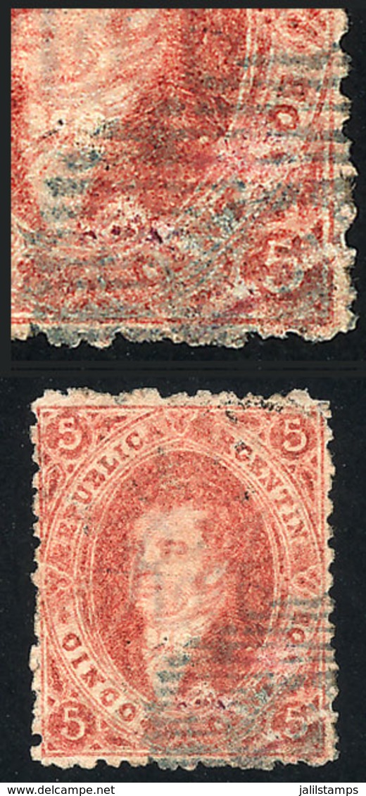 248 ARGENTINA: GJ.19, 2nd Printing, Used, With Notable Printing VARIETY At Lower Right, Very Rare, Excellent Quality! - Unused Stamps