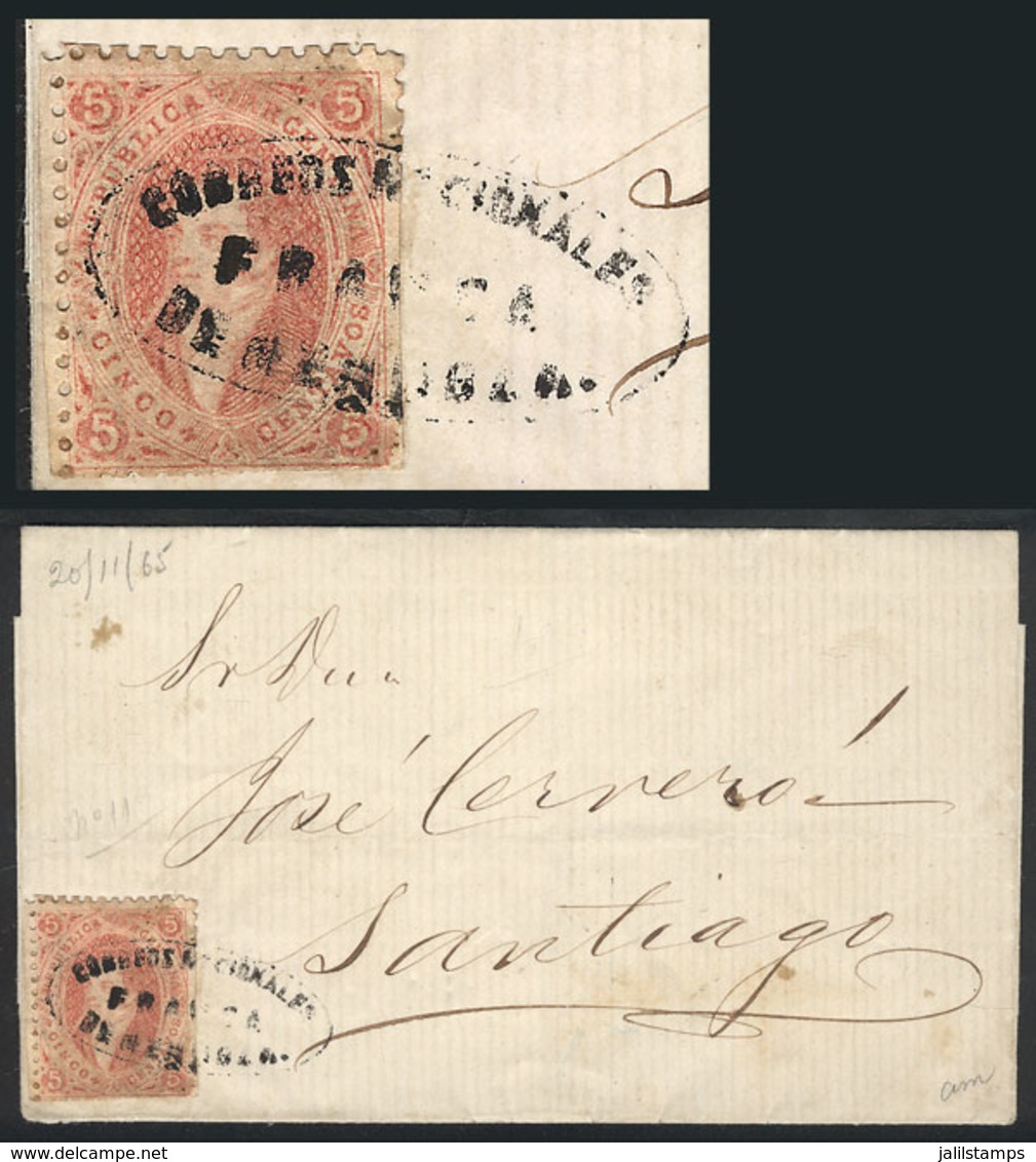 253 ARGENTINA: GJ.20, 3rd Printing CLEAR IMPRESSION (very Rare), Beautiful Example Franking A Folded Cover Sent From MEN - Unused Stamps