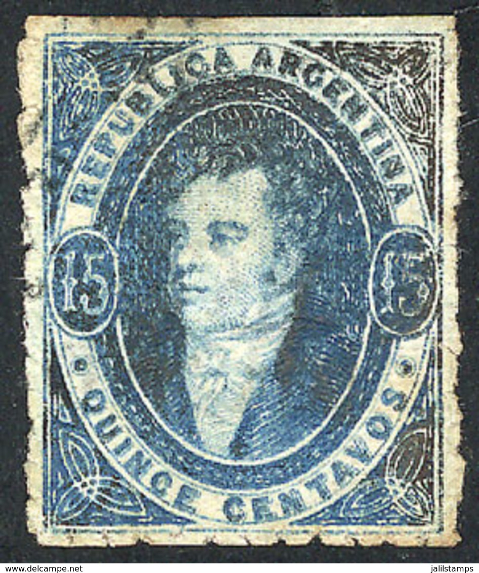 271 ARGENTINA: GJ.24d, 15c. Worn Impression, Printed On Very Thin Paper RIBBED IN BOTH DIRECTIONS (hessian), Very Rare,  - Neufs