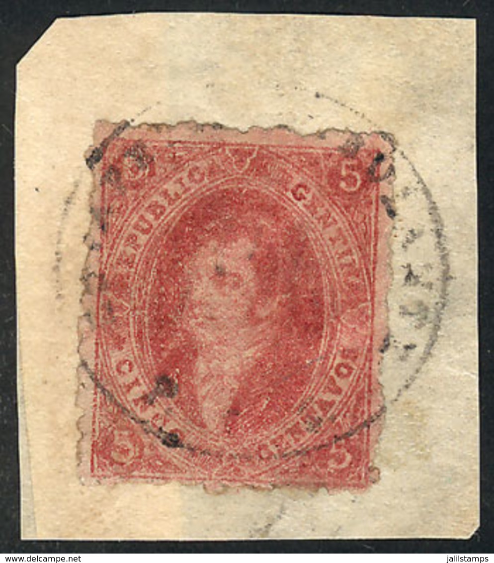 274 ARGENTINA: GJ.25, 4th Printing, Superb Copy On Fragment Tied By Circular Railway PO Cancel 'Estafeta Ambulante Del F - Unused Stamps