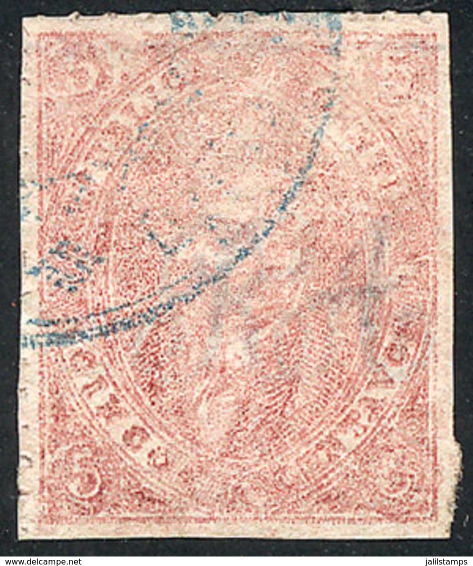 278 ARGENTINA: GJ.25Ba, 4th Printing, Light Lilac-rose Color And Mulatto, Defective Impression, Position 5, Used In Sant - Unused Stamps