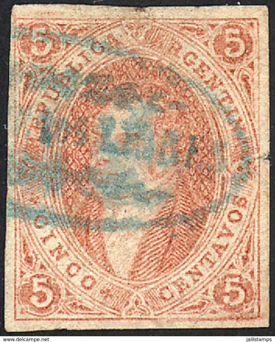 290 ARGENTINA: GJ.27A, 6th Printing Imperforate, Orangish Dun-red, With Cancel Of Paso De Los Libres, Minor Thin On Reve - Nuovi