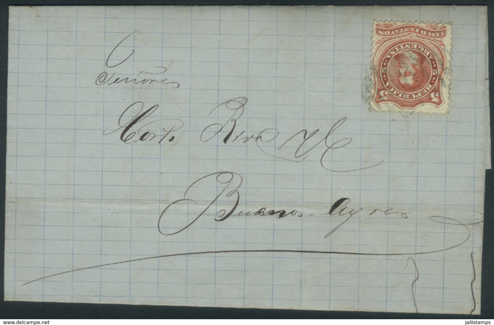 298 ARGENTINA: Complete Folded Letter Dated SANTA FE 10/SE/1870, Franked By GJ.38, Cancelled ON ARRIVAL In Buenos Aires  - Altri & Non Classificati