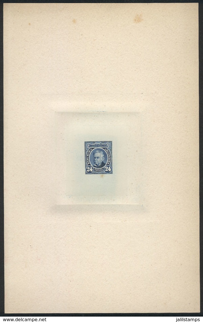 330 ARGENTINA: Year 1889, Sudamericana Issue, Die Proof Of An UNISSUED Value Of 24c. Vicente López In Dark Ultramarine,  - Autres & Non Classés