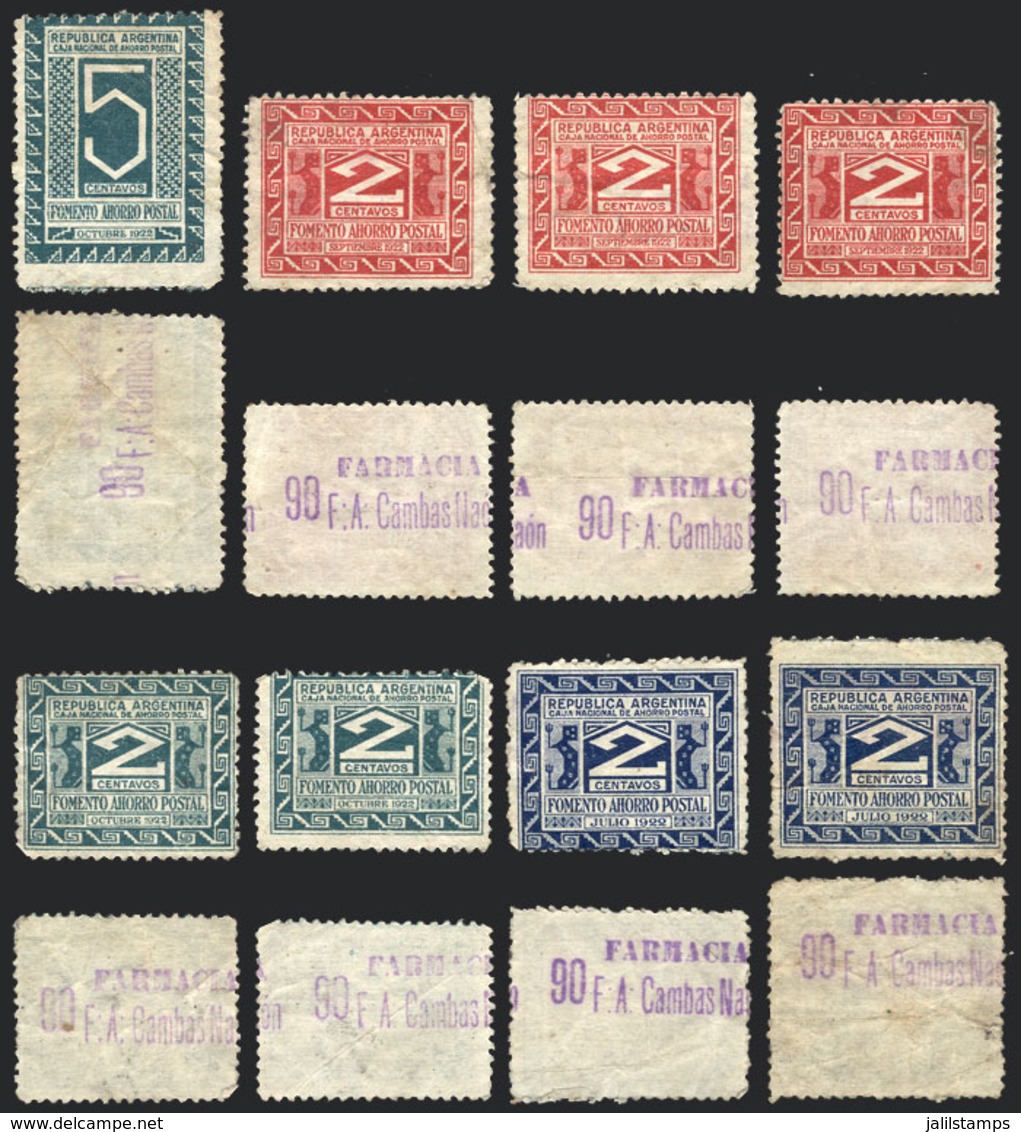 677 ARGENTINA: CAJA DE AHORRO POSTAL: Lot Of Stamps Of Fomento De Ahorro Postal, All With Violet Contral Mark On Back, I - Other & Unclassified