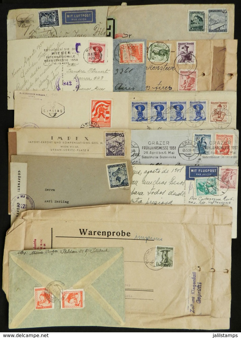 744 AUSTRIA: 13 Covers Or Cards Sent To Argentina Between 1946 And 1951, Almost All CENSORED, Fine General Quality (some - Altri & Non Classificati