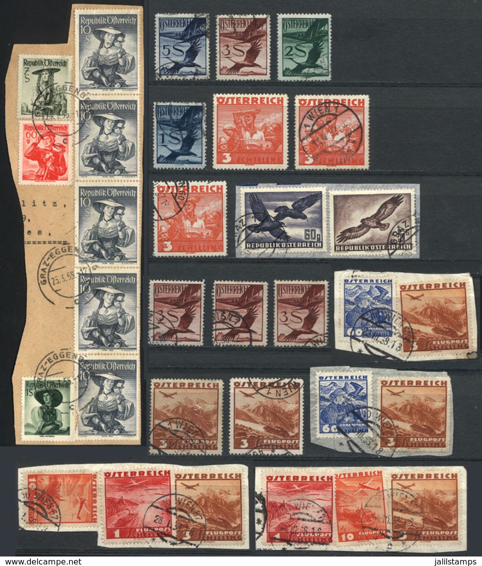 749 AUSTRIA: Lot Of Good Stamps, Almost All Used And Many On Fragments, Scott Catalog Value US$440+, Good Opportunity! - Other & Unclassified