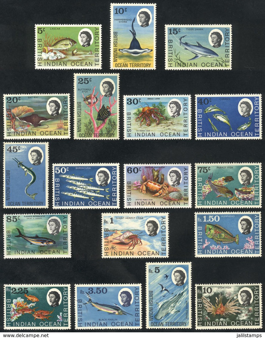 752 B.I.O.T.: Sc.16/33, 1968/73 Fish And Marine Fauna, Complete Set Of 18 Unmounted Values, Excellent Quality, Catalog V - Britisches Territorium Im Indischen Ozean
