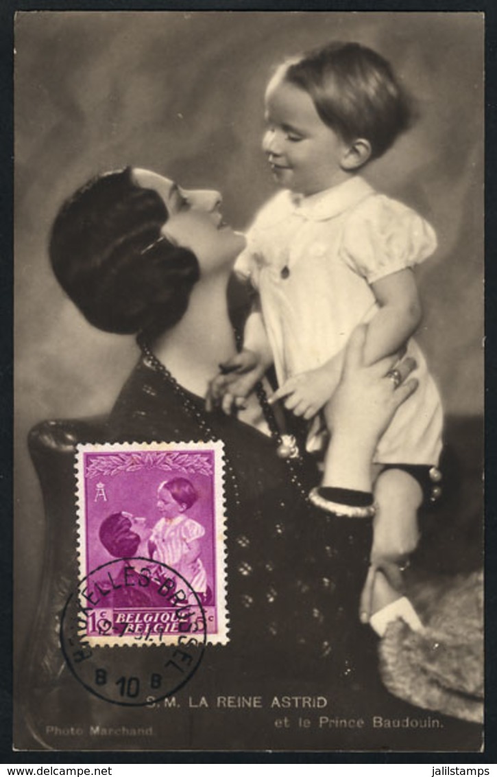 763 BELGIUM: Queen Astrid & Prince Baudouin, Royalty, Maximum Card Of JUL/1937, VF - Altri & Non Classificati