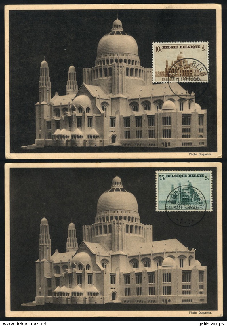 764 BELGIUM: BRUXELLES: Basilica, Architecture, 2 Maximum Cards Of 1938, VF Quality - Other & Unclassified