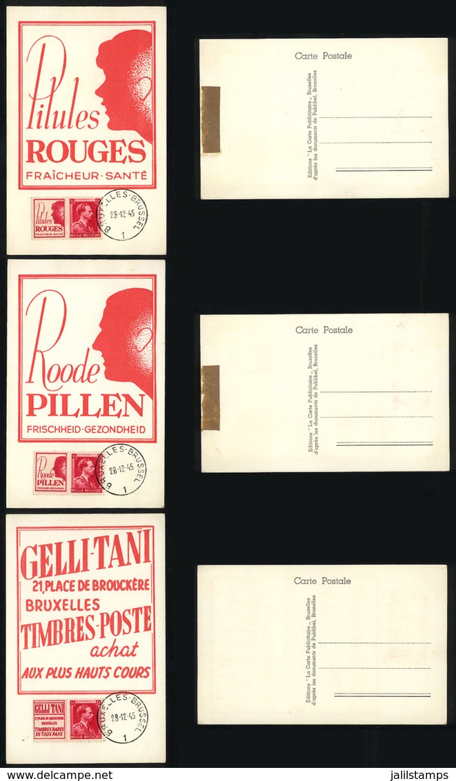 767 BELGIUM: 3 Maximum Cards Of DE/1945 With Advertising Stamps, VF Quality - Altri & Non Classificati