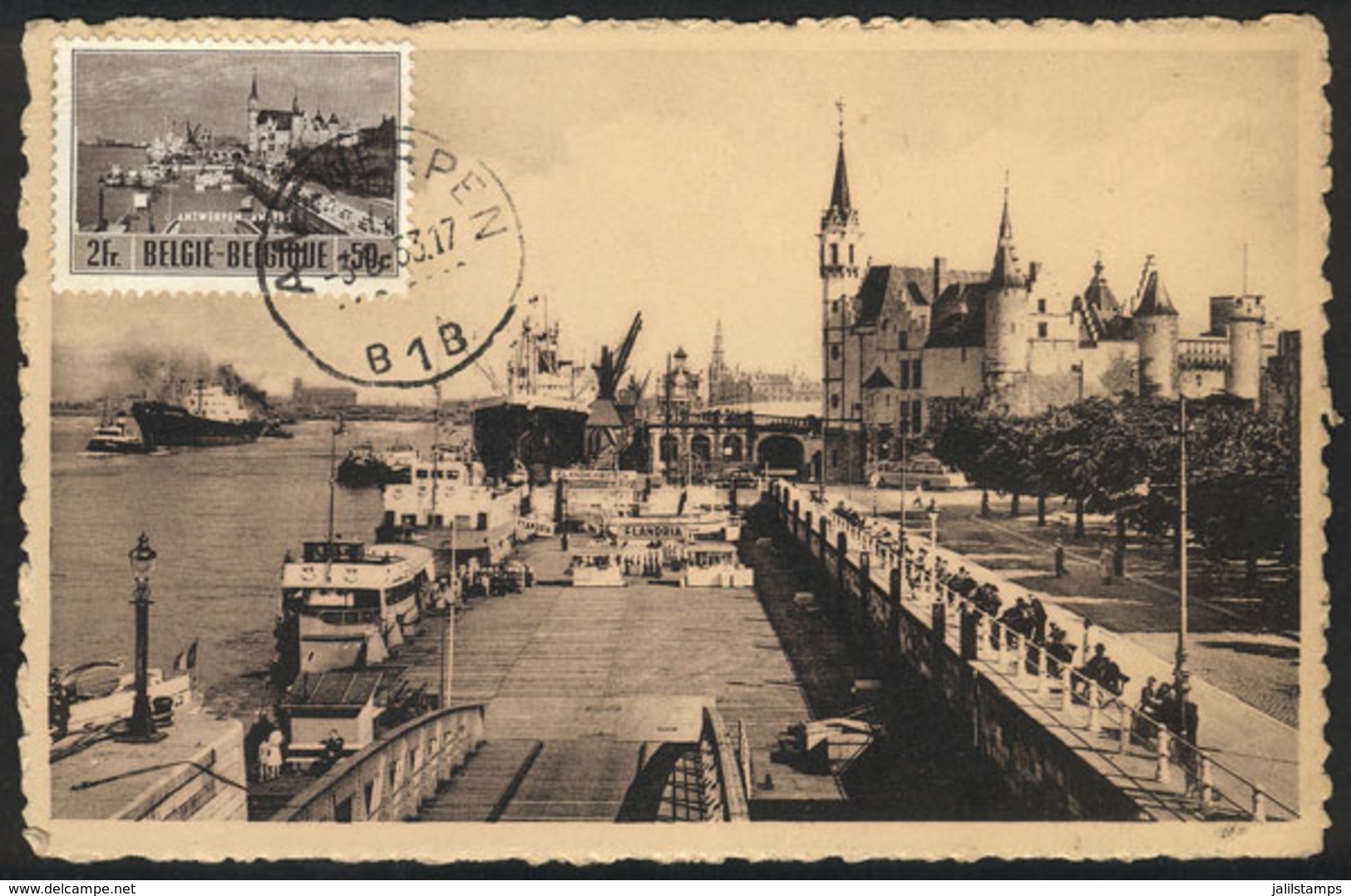 769 BELGIUM: ANTWERPEN/ANVERS: Pier And Steen, Boats And Ships, Maximum Card Of AU/1953, VF - Other & Unclassified