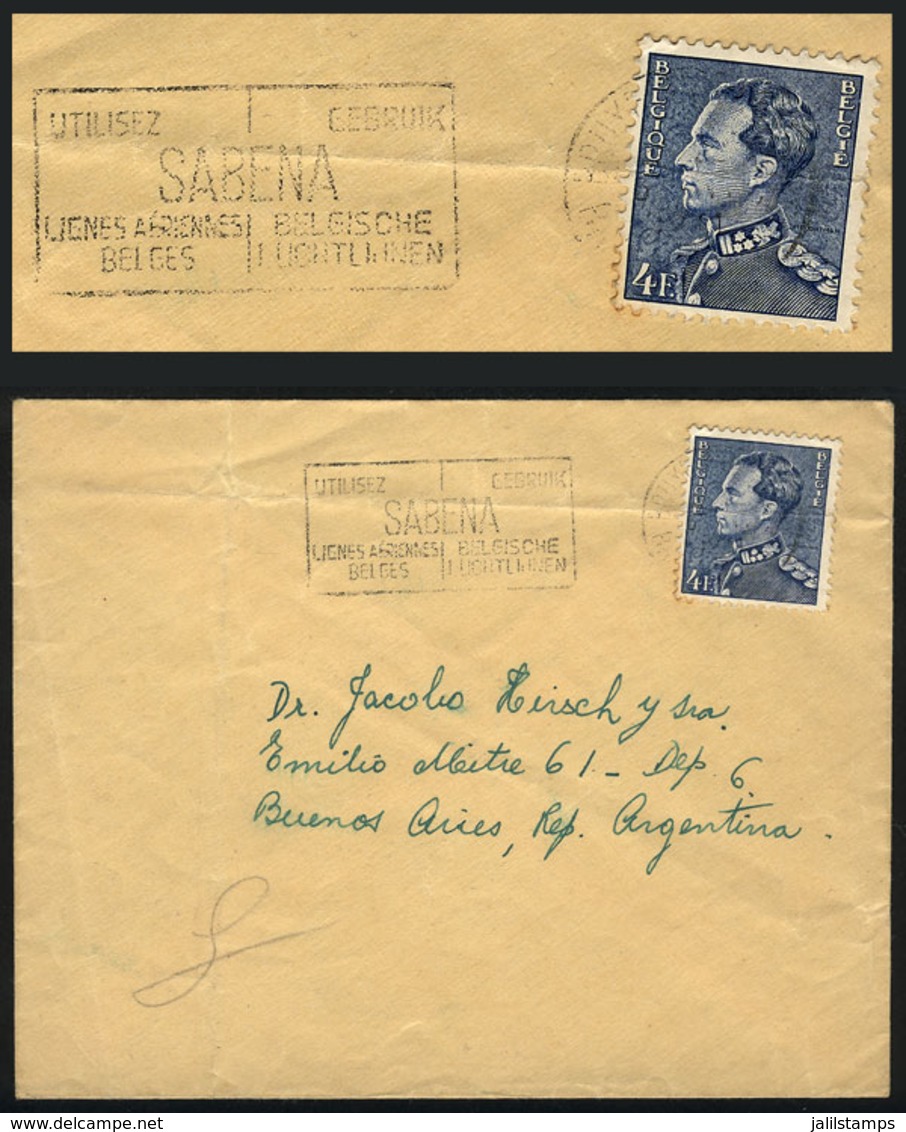 787 BELGIUM: Cover Franked With 4Fr., Sent To Argentina, With Advertising Slogan Cancel Of Belgian SABENA Airline, Inter - Autres & Non Classés