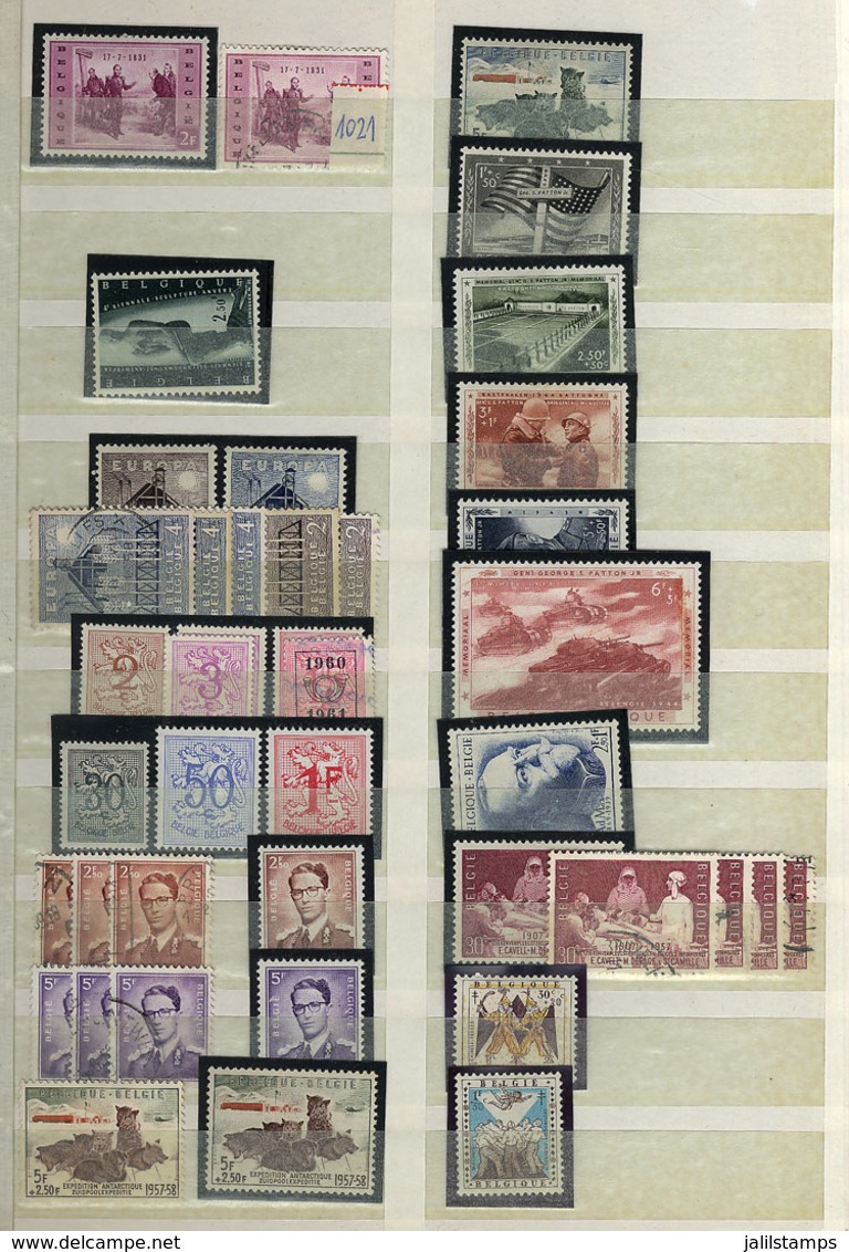 793 BELGIUM: Large Stockbook Filled With Mint (mostly MNH) And Used Stamps, Very Fine General Quality, Very Thematic And - Collections