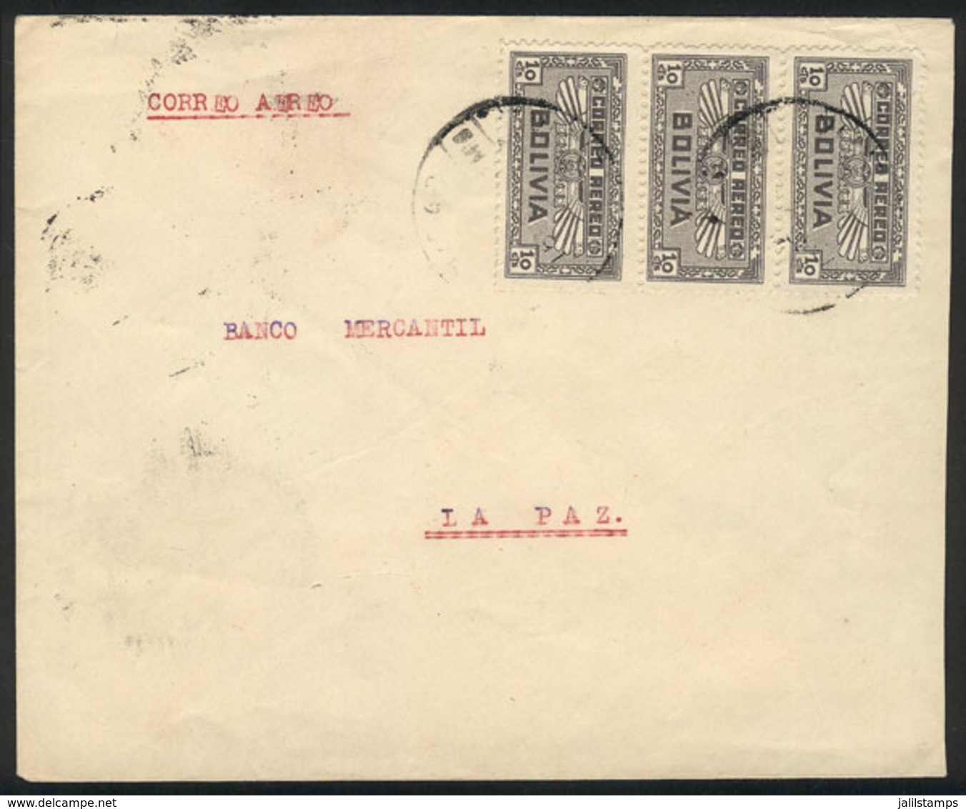 850 BOLIVIA: Cover Flown By LAB From TRINIDAD To La Paz On 15/MAY/1933, Franked With 30c. With The Rare Postmark Of Trin - Bolivien