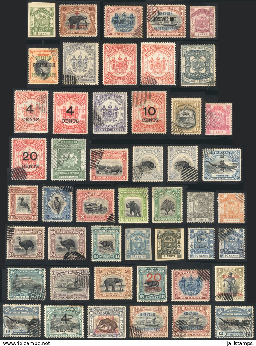 856 NORTH BORNEO: Interesting Lot Of Old Stamps, Used Or Mint (almost All Without Gum), Fine To VF General Quality! - North Borneo (...-1963)