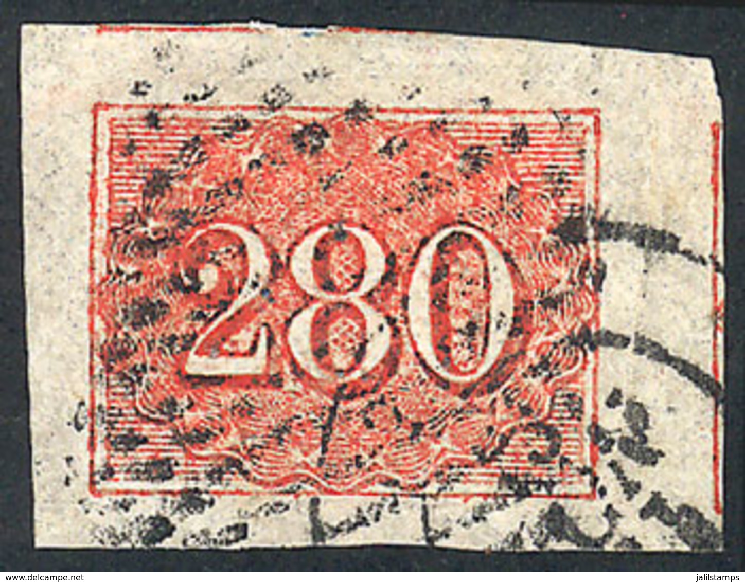 859 BRAZIL: Sc.39, 1861 280R. Red, Wide Margins, Very Fine Quality! - Other & Unclassified