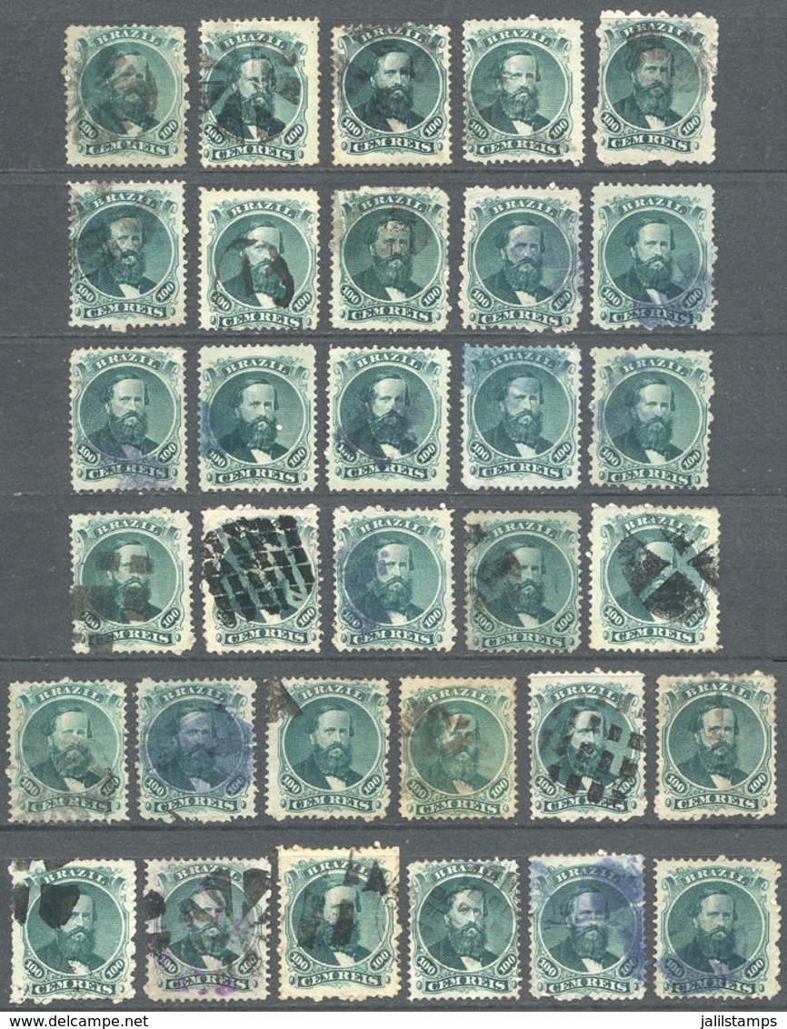 860 BRAZIL: Sc.58, 31 Used Stamps, Interesting Cancels, VF General Quality! - Other & Unclassified