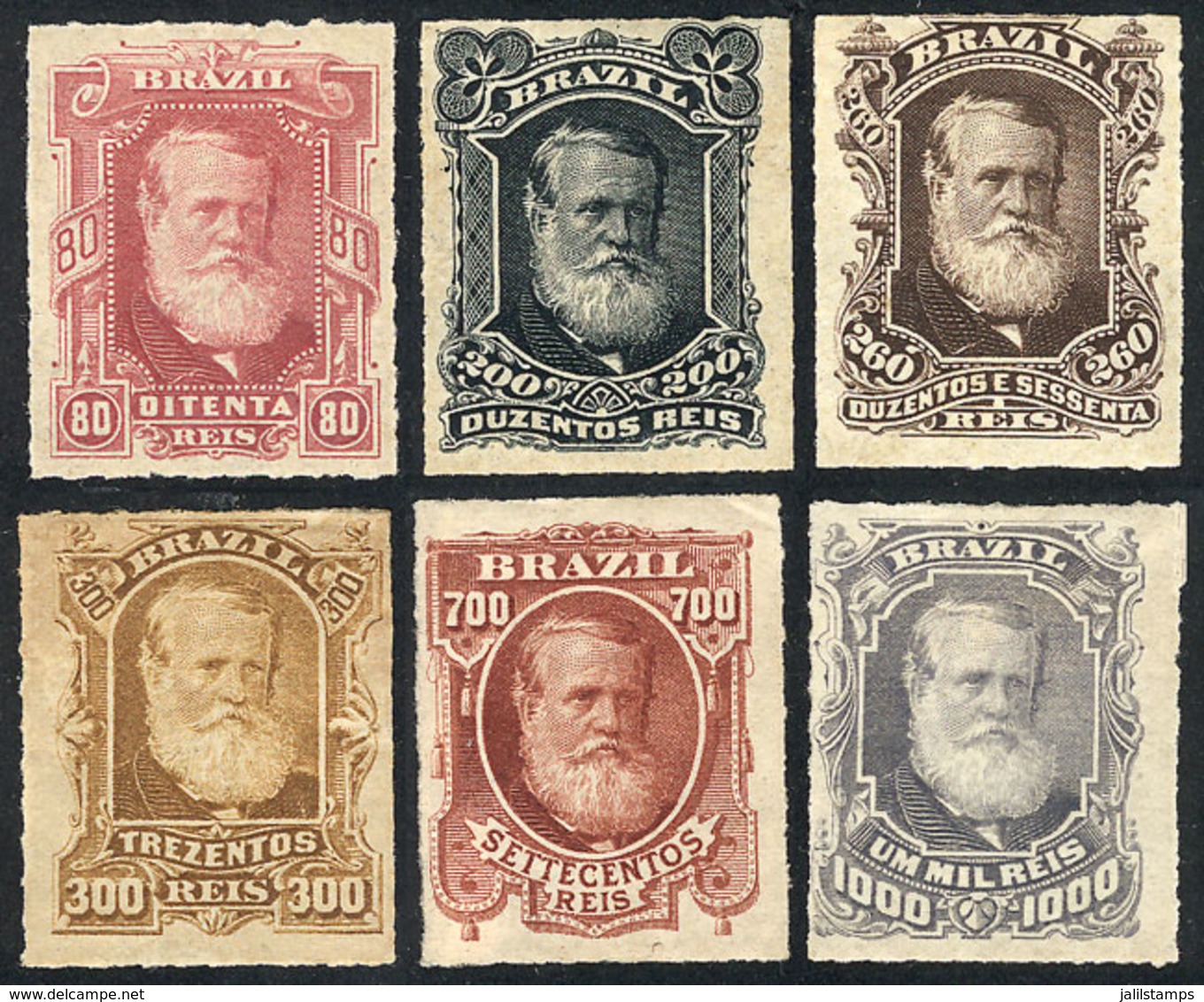 864 BRAZIL: Sc.71 + 73/77, 1878/9 High Values Of The Set, Mint Original Gum, VF Quality, Rare! Catalog Value US$825. - Other & Unclassified