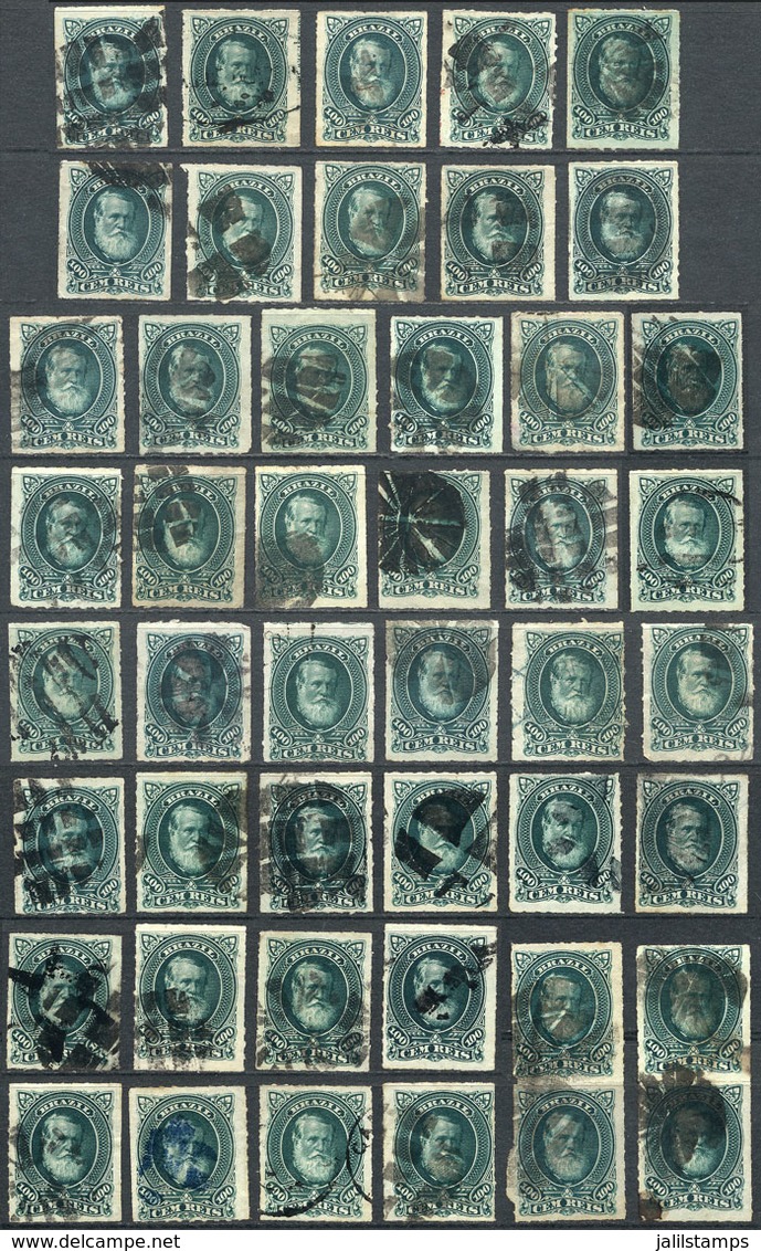 865 BRAZIL: Sc.72, Lot Of Used Stamps (approximately 50), Interesting Cancels, VF Quality! - Other & Unclassified