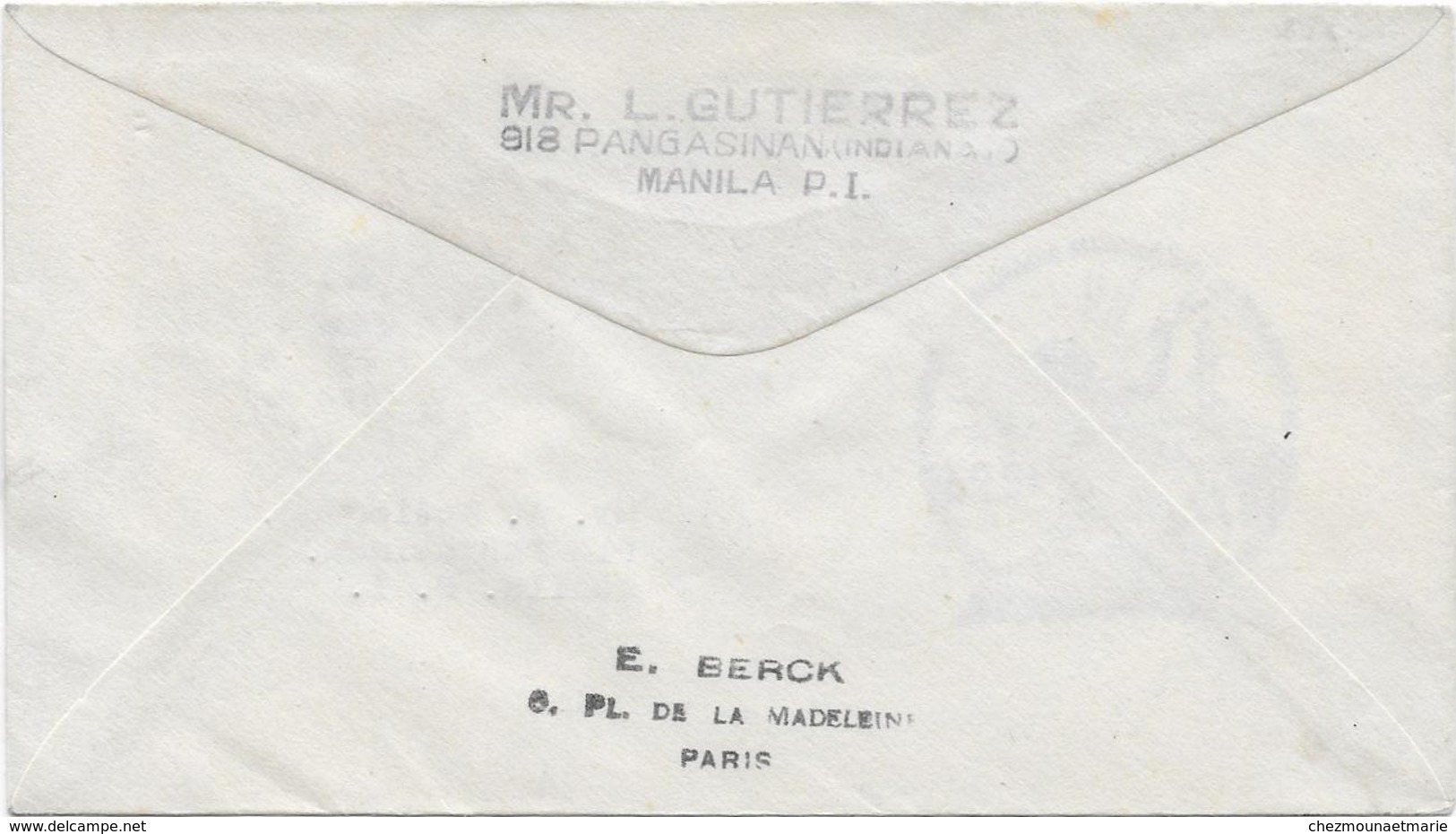 MANILLE PHILIPPINES 1944 - GUTIERREZ BERCK - SUR ENVELOPPE - Filippijnen