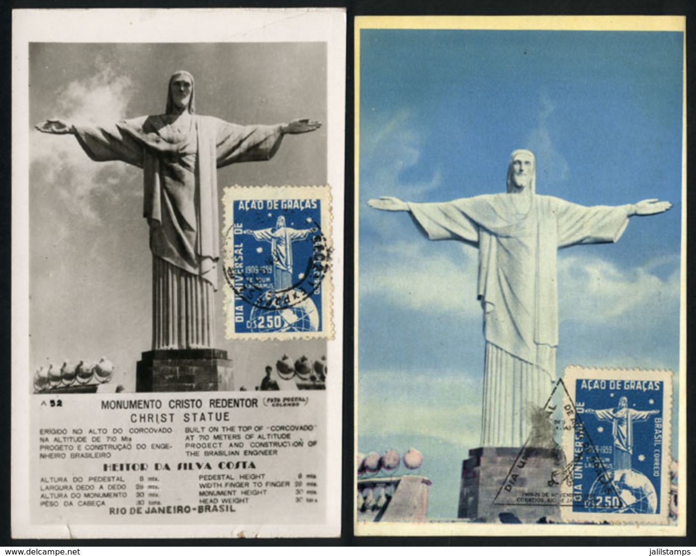 874 BRAZIL: RIO DE JANEIRO: Christ The Redeemer Monument, 2 Old Maximum Cards, One With Minor Defects - Cartoline Maximum