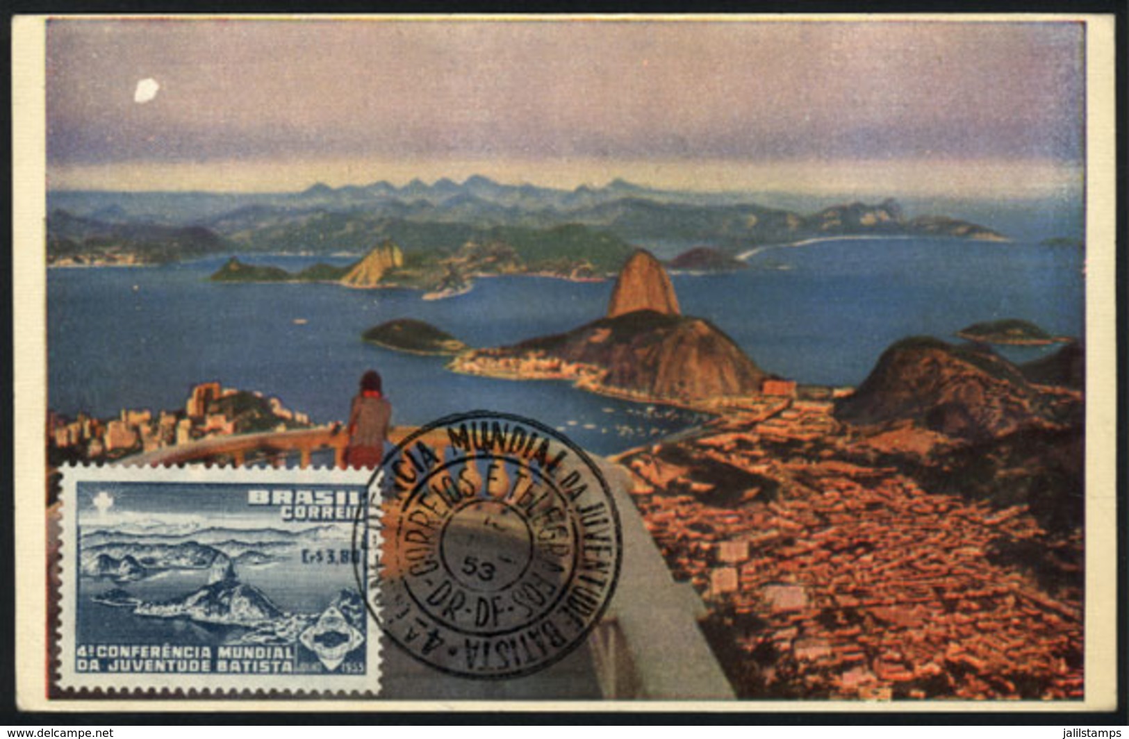 889 BRAZIL: RIO DE JANEIRO General View, Maximum Card Of 1953, With Special Pmk 'Conferencia Juventude Batista', VF Qual - Cartoline Maximum