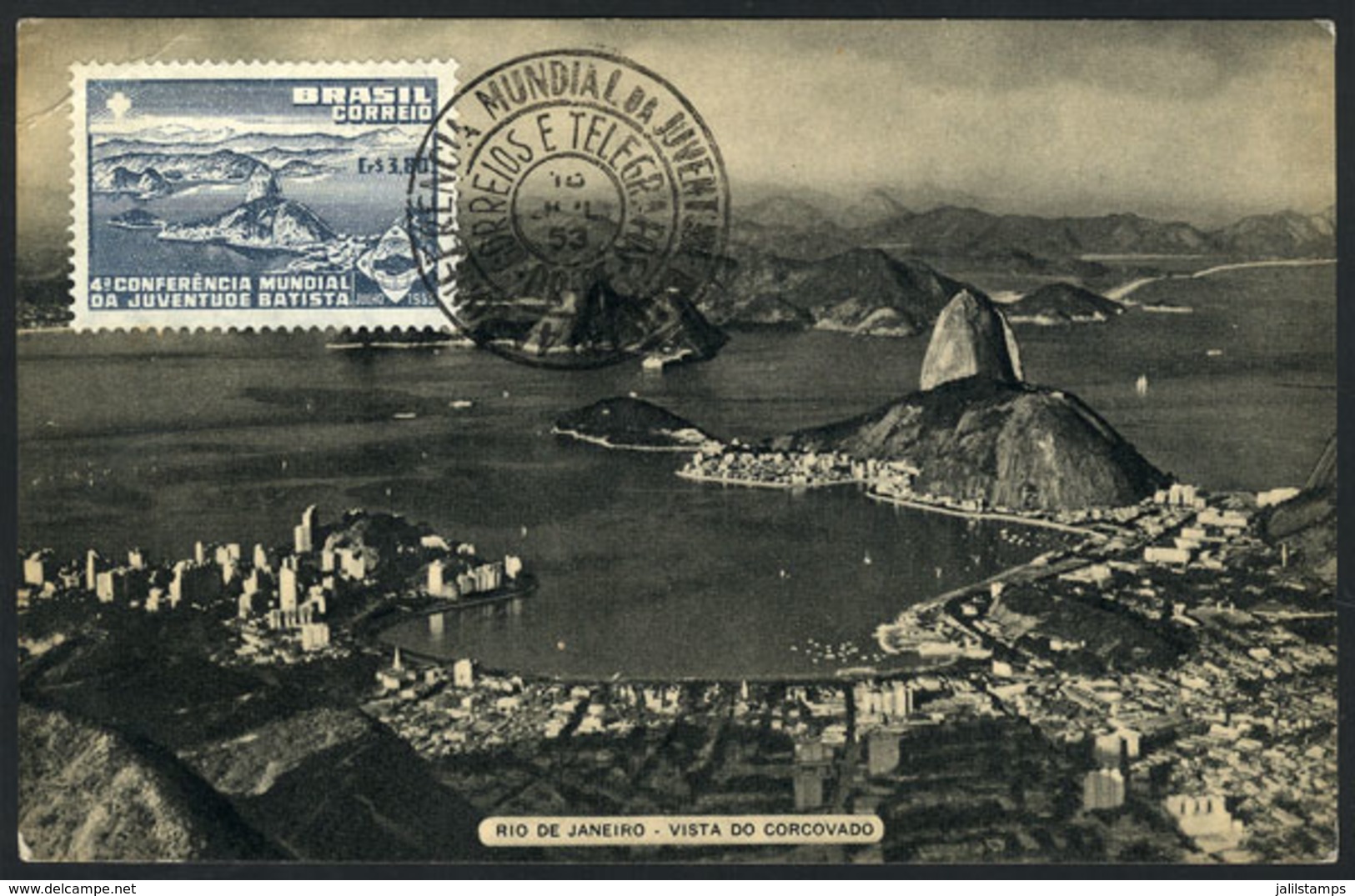 890 BRAZIL: RIO DE JANEIRO: General View, Maximum Card Of JUL/1953, With Special Pmk 'Conferencia Juventude Batista', VF - Maximum Cards