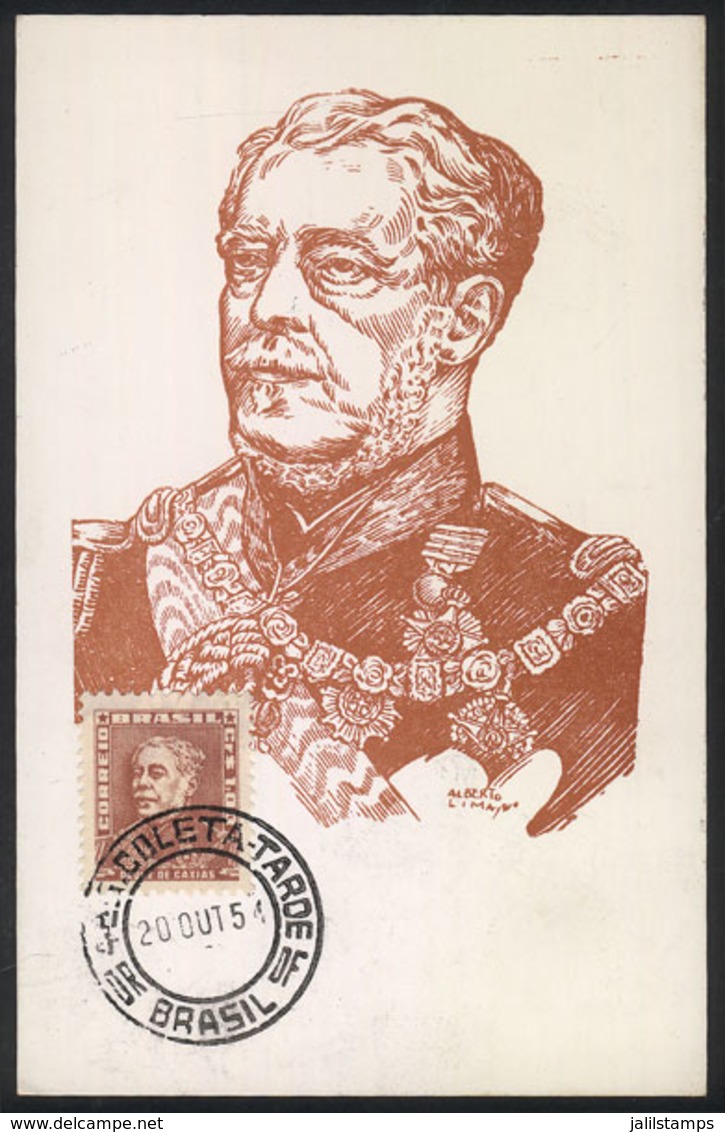 892 BRAZIL: Luiz Alves De Lima E Silva, Duke Of Caxias, Army Officer And Politician, Maximum Card Of AU/1954, VF - Maximum Cards