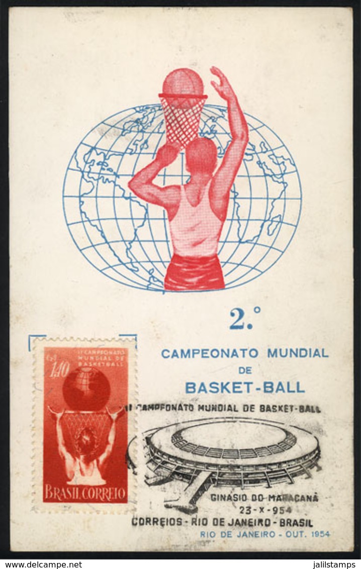 899 BRAZIL: BASKETBALL, Sports, Maximum Card Of 23/OC/1945 With Special Postmark Of The Basketball World Cup In Rio, VF - Cartoline Maximum