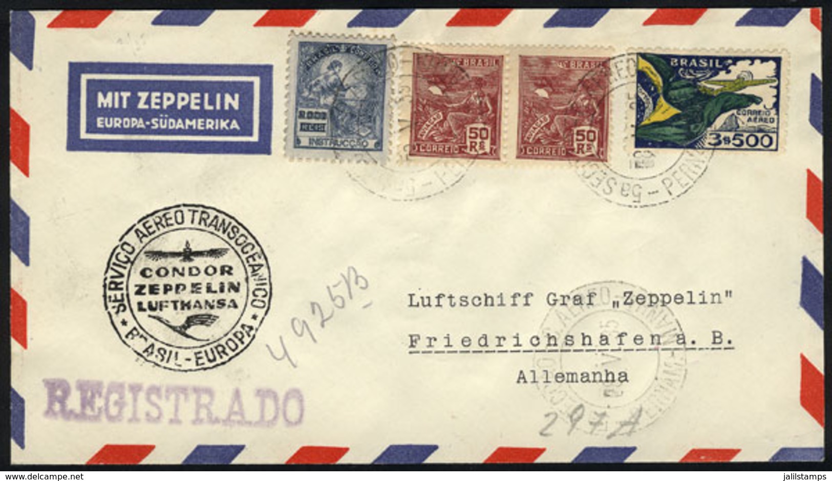 912 BRAZIL: Cover Flown By ZEPPELIN, Sent From Rio De Janeiro To Germany On 8/MAY/1935, VF Quality! - Altri & Non Classificati