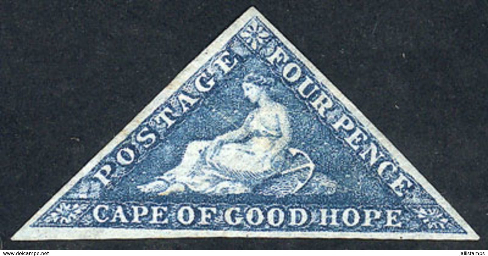 970 CAPE OF GOOD HOPE: Sc.13c, 1863/4 4p. Grayish Blue, Mint Without Gum, Wide Margins, Very Nice! - Africa (Other)