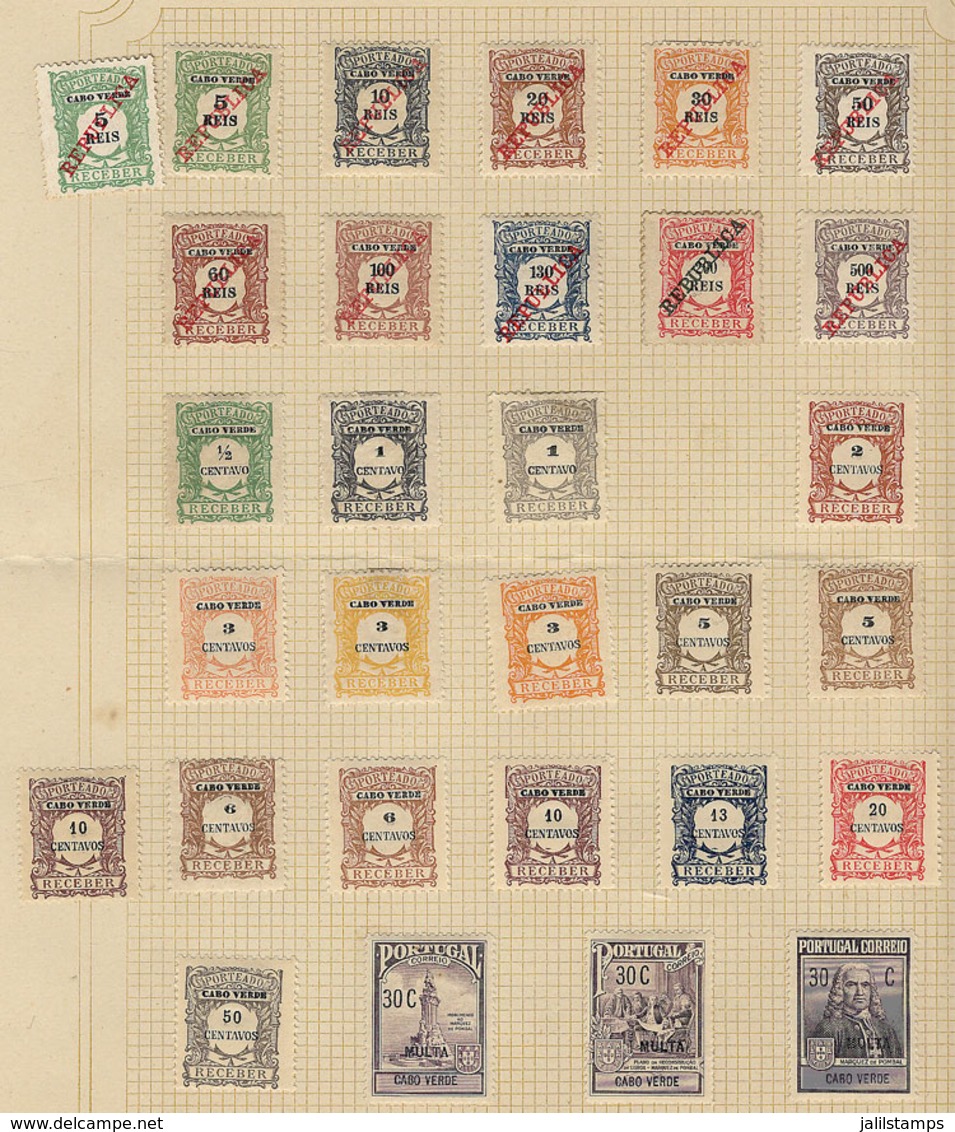 976 CAPE VERDE: Old Collection On Several Album Pages, Including Many Scarce And Interesting Stamps, Used Or Mint Stamps - Cape Verde