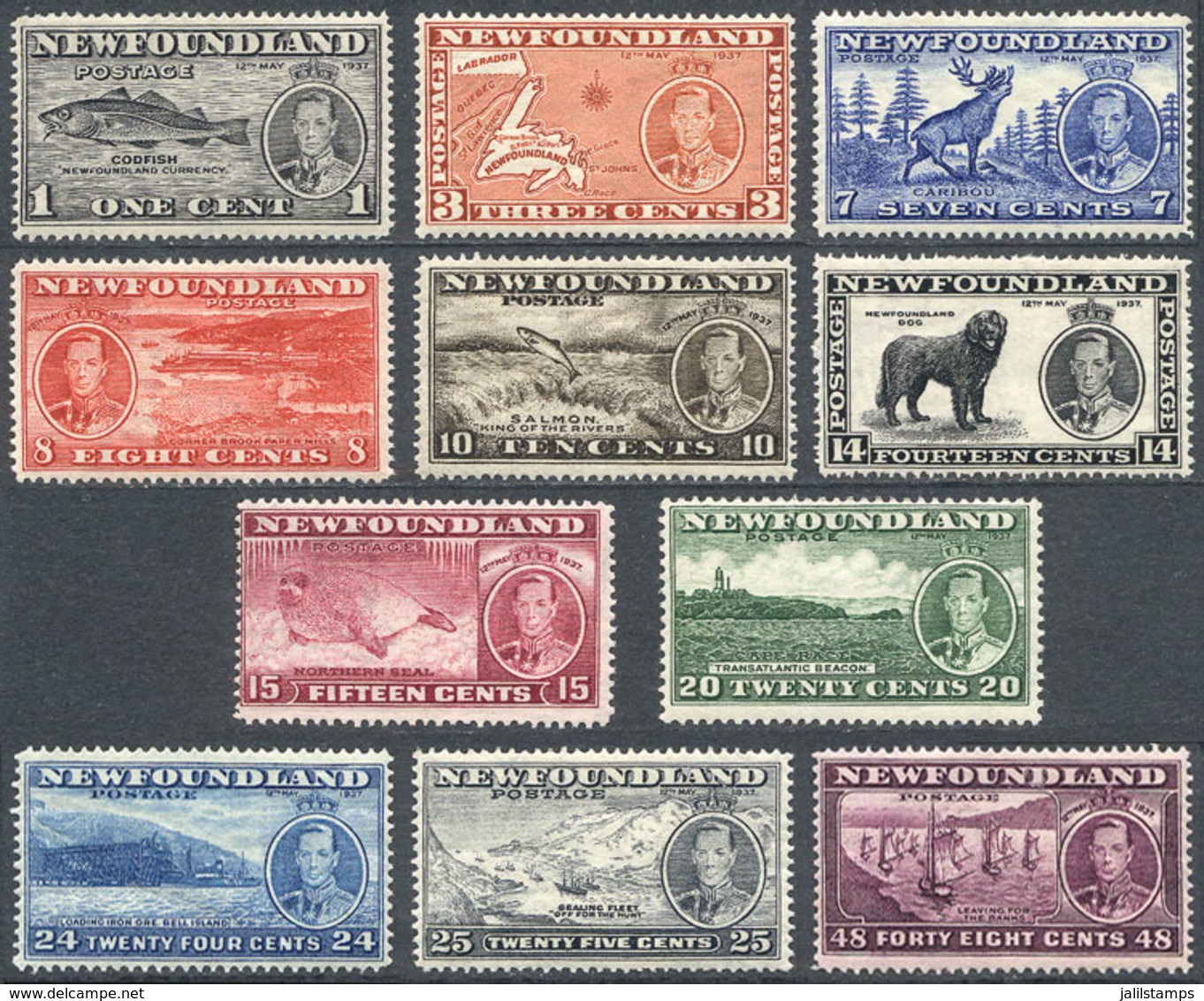 982 CANADA: Sc.233/243, 1937 Fish, Dogs, Animals, Ships Etc., Complete Set Of 11 Values, Mint Lightly Hinged, VF Quality - 1908-1947